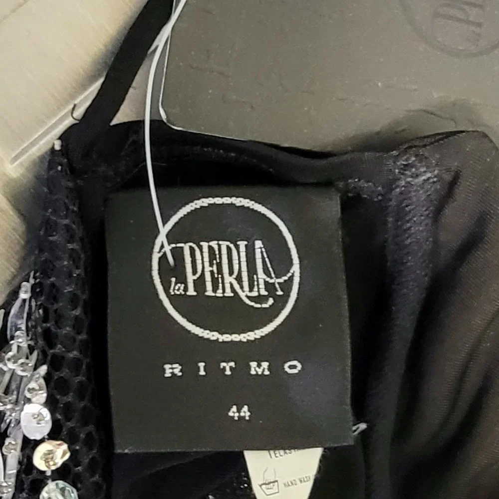 Vintage LA PERLA Ritmo Black Bodysuit w/ Jeweled & Beaded Back   Size 44/8 - Picture 6 of 11